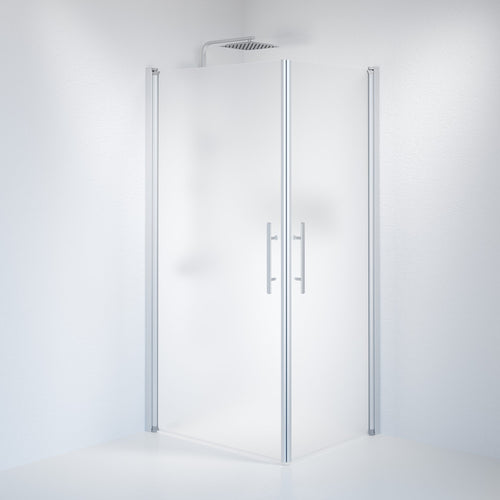 Duschhörna fyrkantig 80x100x198 cm - 6 mm frostat nanoglas - borstad aluminiumprofil - Vänern