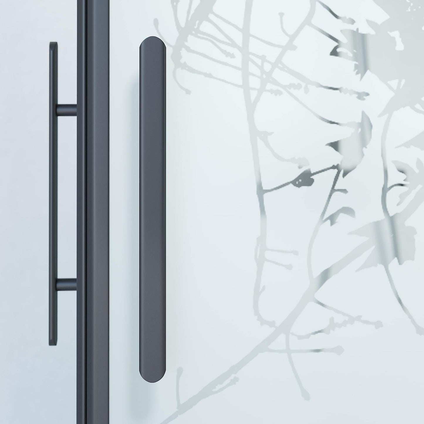 Duschhörna fyrkantig 80x80x198 cm - 6 mm frostad dekor nanoglas - svart profil - Vänern