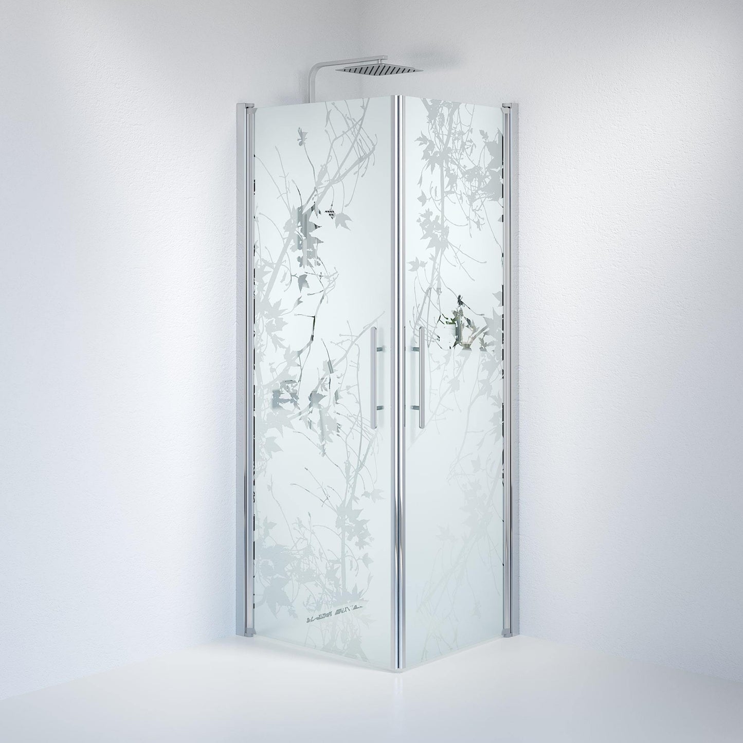 Duschhörna fyrkantig 80x80x198 cm - 6 mm frostad dekor nanoglas - kromprofil - Vänern