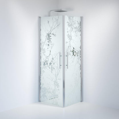 Duschhörna fyrkantig 80x80x198 cm - 6 mm frostad dekor nanoglas - kromprofil - Vänern