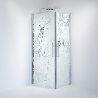 Duschhörna fyrkantig 80x80x198 cm - 6 mm frostad dekor nanoglas - kromprofil - Vänern