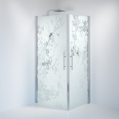 Duschhörna fyrkantig 80x80x198 cm - 6 mm frostad dekor nanoglas - kromprofil - Vänern