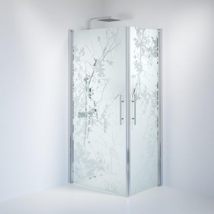 Duschhörna fyrkantig 80x80x198 cm - 6 mm frostad dekor nanoglas - kromprofil - Vänern
