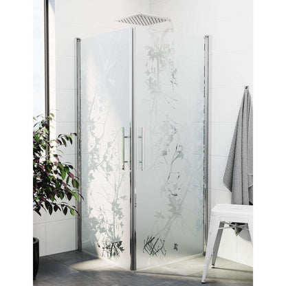 Duschhörna fyrkantig 80x80x198 cm - 6 mm frostad dekor nanoglas - kromprofil - Vänern