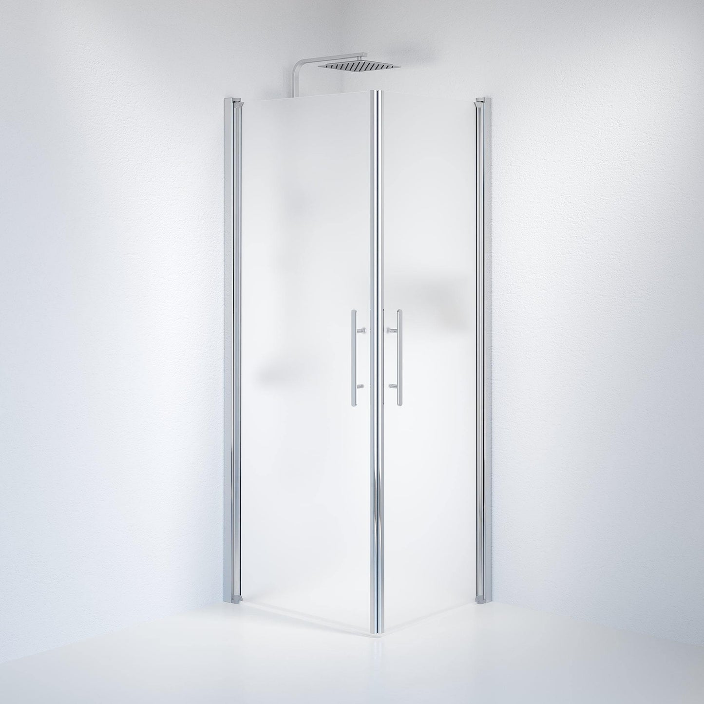 Duschhörna fyrkantig 80x80x198 cm - 6 mm frostat nanoglas - kromprofil - Vänern