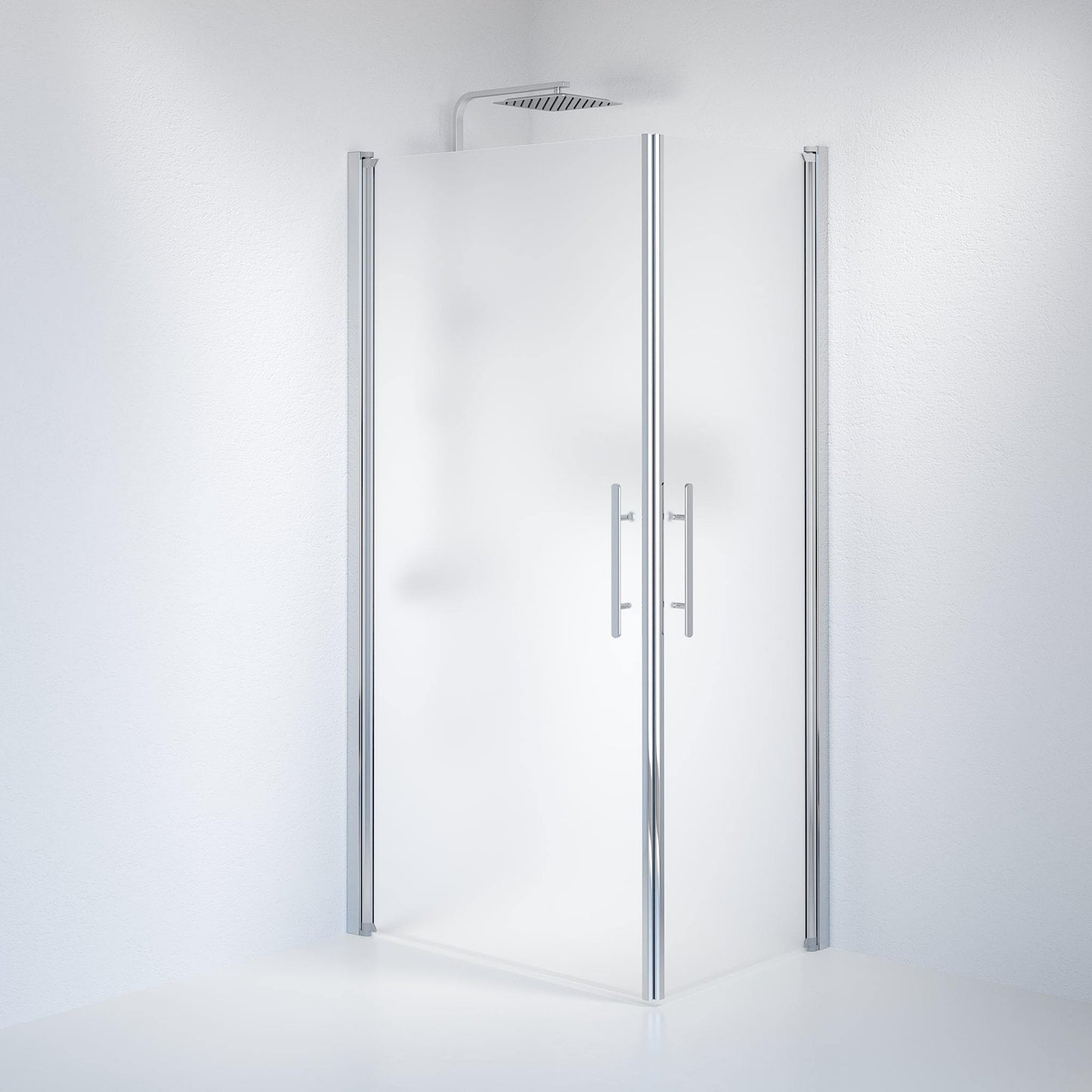 Duschhörna fyrkantig 80x80x198 cm - 6 mm frostat nanoglas - kromprofil - Vänern