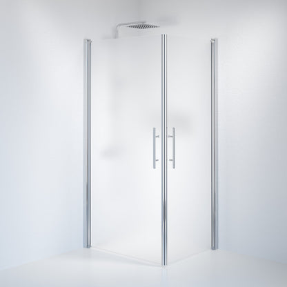 Duschhörna fyrkantig 80x80x198 cm - 6 mm frostat nanoglas - kromprofil - Vänern