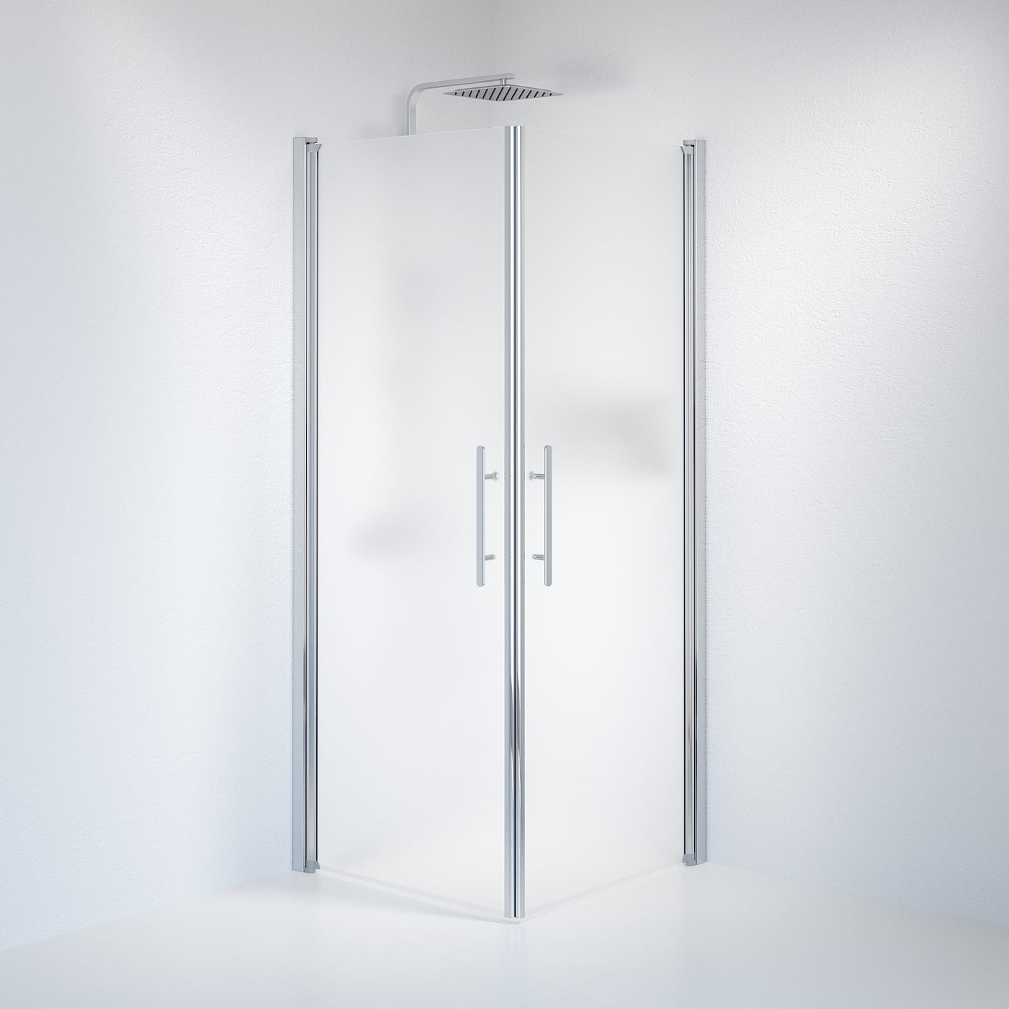 Duschhörna fyrkantig 80x80x198 cm - 6 mm frostat nanoglas - kromprofil - Vänern