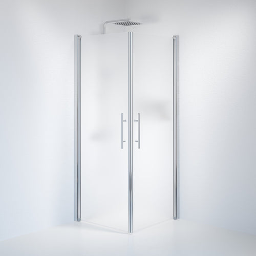 Duschhörna fyrkantig 80x80x198 cm - 6 mm frostat nanoglas - kromprofil - Vänern