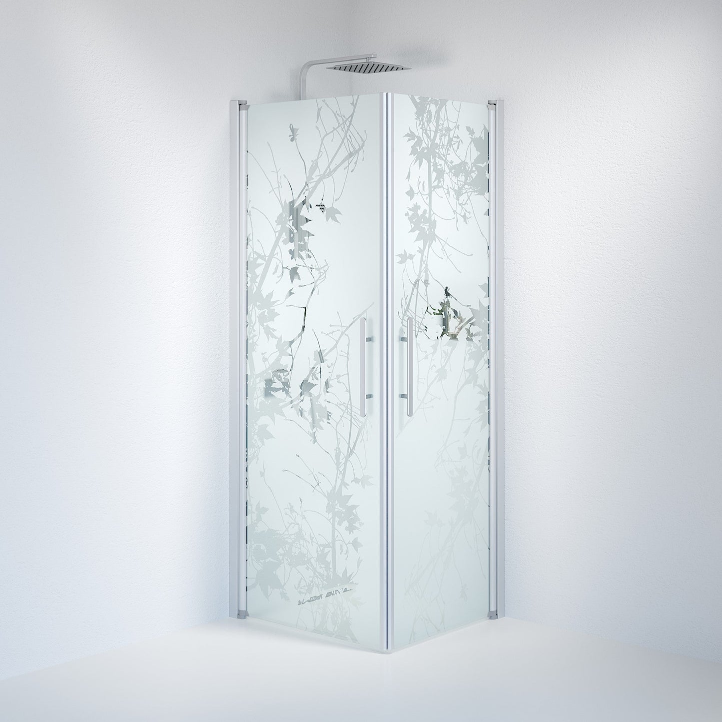 Duschhörna fyrkantig 80x80x198 cm - 6 mm frostad dekor nanoglas - borstad aluminiumprofil - Vänern