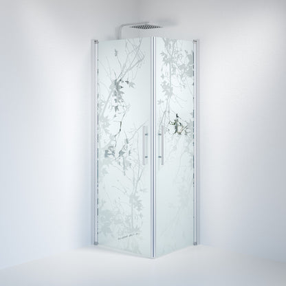 Duschhörna fyrkantig 80x80x198 cm - 6 mm frostad dekor nanoglas - borstad aluminiumprofil - Vänern