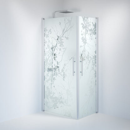 Duschhörna fyrkantig 80x80x198 cm - 6 mm frostad dekor nanoglas - borstad aluminiumprofil - Vänern