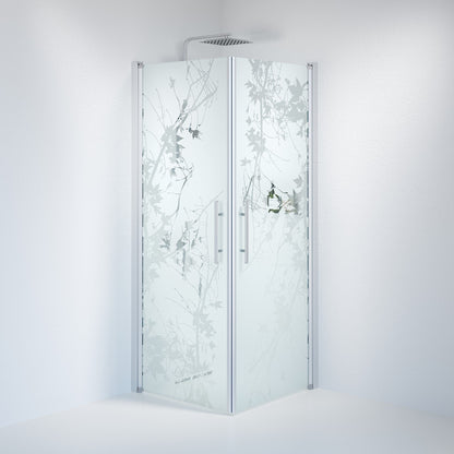 Duschhörna fyrkantig 80x80x198 cm - 6 mm frostad dekor nanoglas - borstad aluminiumprofil - Vänern