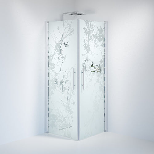 Duschhörna fyrkantig 80x80x198 cm - 6 mm frostad dekor nanoglas - borstad aluminiumprofil - Vänern
