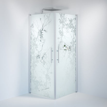 Duschhörna fyrkantig 80x80x198 cm - 6 mm frostad dekor nanoglas - borstad aluminiumprofil - Vänern