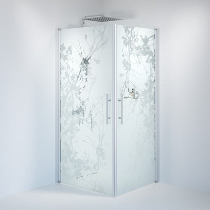 Duschhörna fyrkantig 80x80x198 cm - 6 mm frostad dekor nanoglas - borstad aluminiumprofil - Vänern