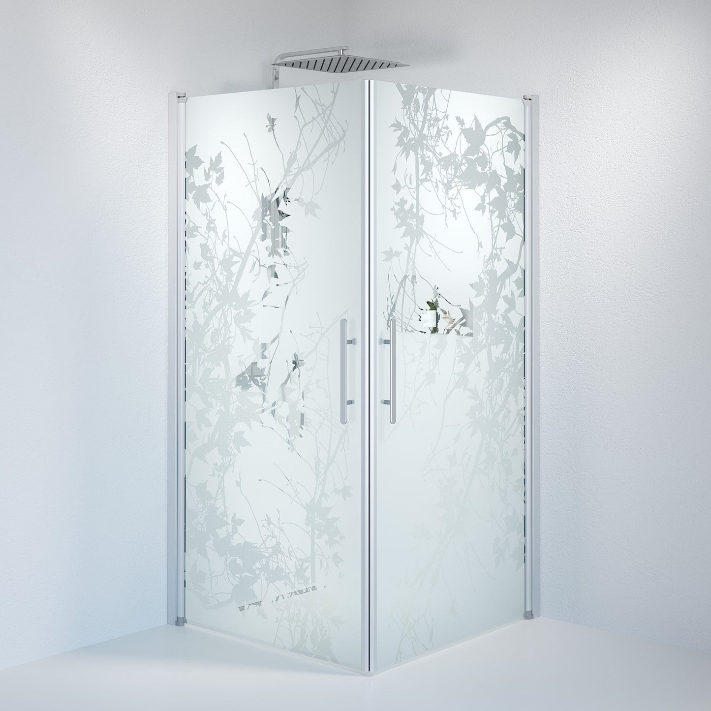Duschhörna fyrkantig 80x80x198 cm - 6 mm frostad dekor nanoglas - borstad aluminiumprofil - Vänern