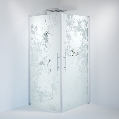Duschhörna fyrkantig 80x80x198 cm - 6 mm frostad dekor nanoglas - borstad aluminiumprofil - Vänern