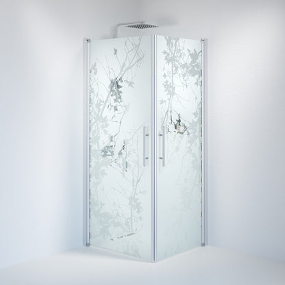 Duschhörna fyrkantig 80x80x198 cm - 6 mm frostad dekor nanoglas - borstad aluminiumprofil - Vänern