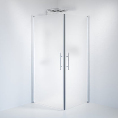 Duschhörna fyrkantig 80x80x198 cm - 6 mm frostat nanoglas - borstad aluminiumprofil - Vänern
