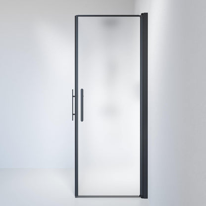 Duschhörna fyrkantig 80x90x198 cm - 6 mm frostat nanoglas - svart profil - Vänern