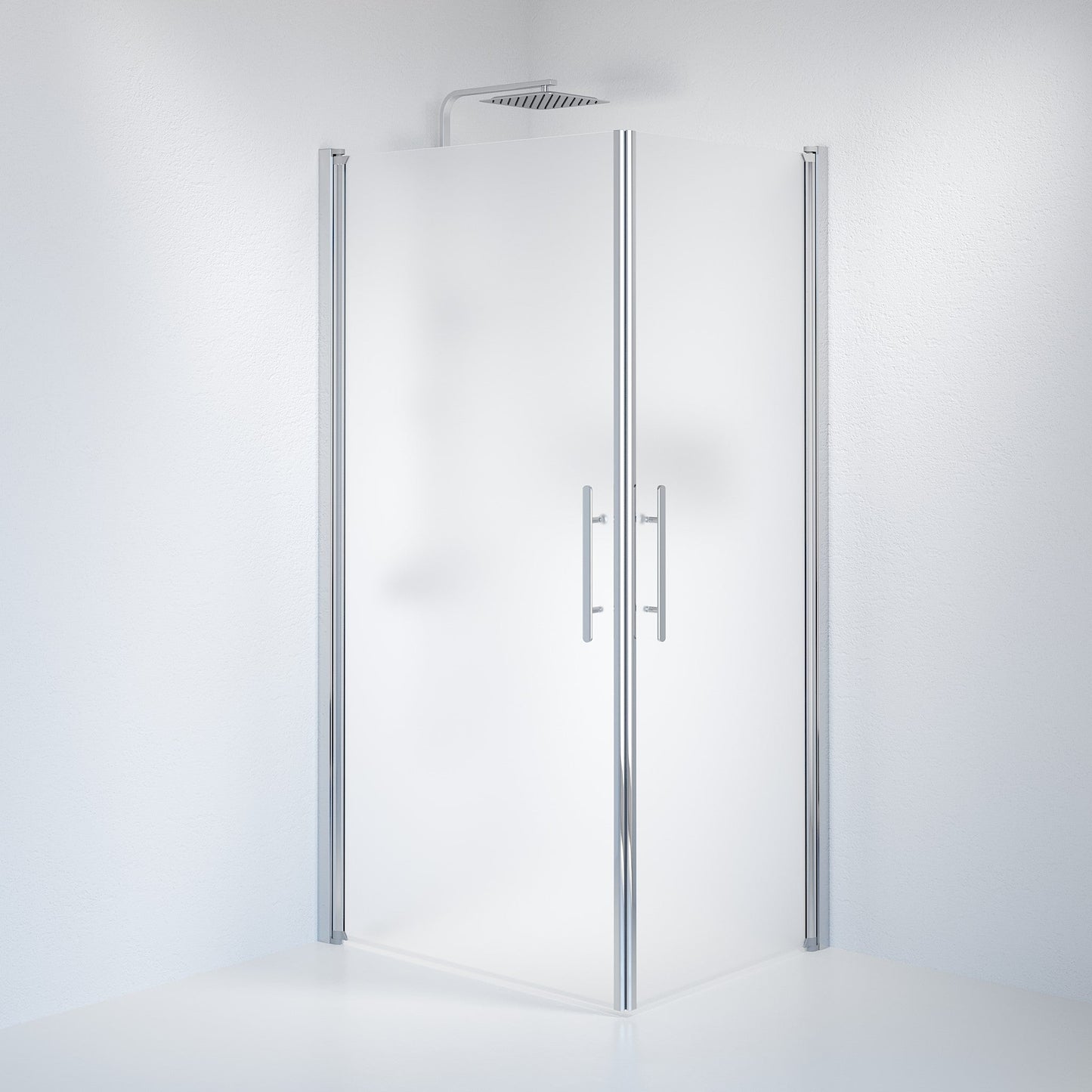 Duschhörna fyrkantig 80x90x198 cm - 6 mm frostat nanoglas - kromprofil - Vänern