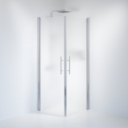 Duschhörna fyrkantig 80x90x198 cm - 6 mm frostat nanoglas - kromprofil - Vänern