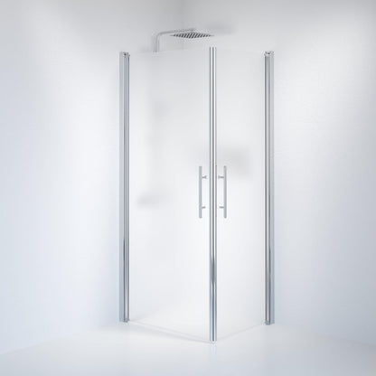 Duschhörna fyrkantig 80x90x198 cm - 6 mm frostat nanoglas - kromprofil - Vänern