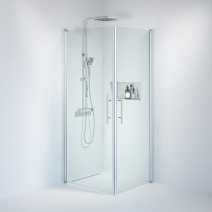 Duschhörna fyrkantig 80x90x198 cm - 6 mm klart nanoglas - borstad aluminiumprofil - Vänern
