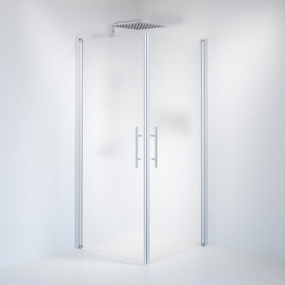 Duschhörna fyrkantig 80x90x198 cm - 6 mm frostat nanoglas - borstad aluminiumprofil - Vänern