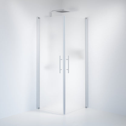 Duschhörna fyrkantig 80x90x198 cm - 6 mm frostat nanoglas - borstad aluminiumprofil - Vänern