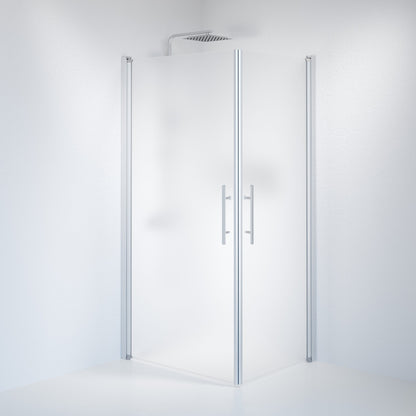 Duschhörna fyrkantig 80x90x198 cm - 6 mm frostat nanoglas - borstad aluminiumprofil - Vänern