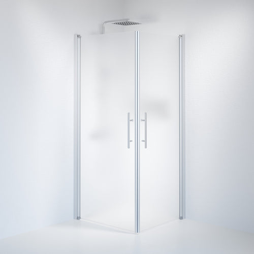 Duschhörna fyrkantig 80x90x198 cm - 6 mm frostat nanoglas - borstad aluminiumprofil - Vänern