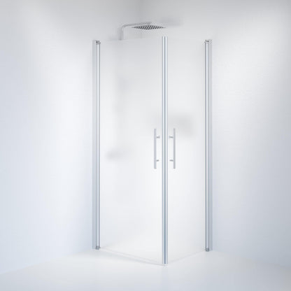 Duschhörna fyrkantig 90x90x198 cm - 6 mm frostat nanoglas - borstad aluminiumprofil - Vänern