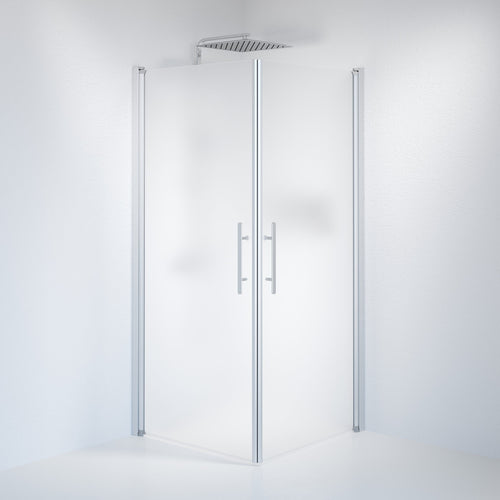Duschhörna fyrkantig 90x90x198 cm - 6 mm frostat nanoglas - borstad aluminiumprofil - Vänern