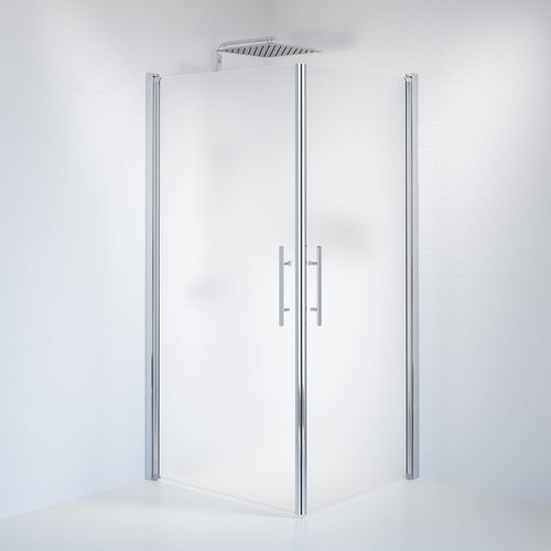Duschhörna fyrkantig 90x100x198 cm - 6 mm frostat nanoglas - kromprofil - Vänern