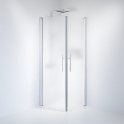 Duschhörna fyrkantig 90x100x198 cm - 6 mm frostat nanoglas - borstad aluminiumprofil - Vänern