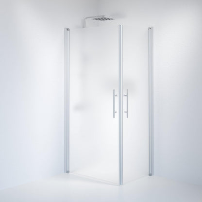 Duschhörna fyrkantig 90x100x198 cm - 6 mm frostat nanoglas - borstad aluminiumprofil - Vänern