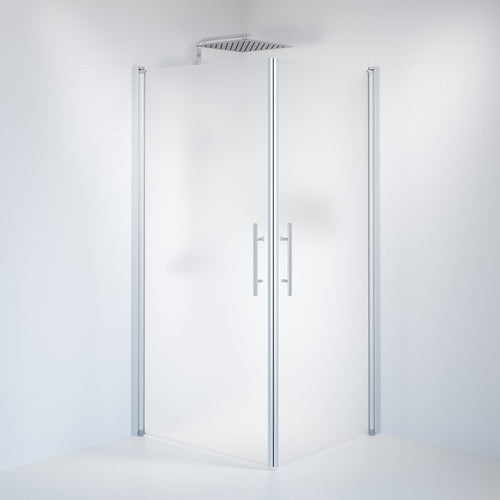 Duschhörna fyrkantig 90x100x198 cm - 6 mm frostat nanoglas - borstad aluminiumprofil - Vänern