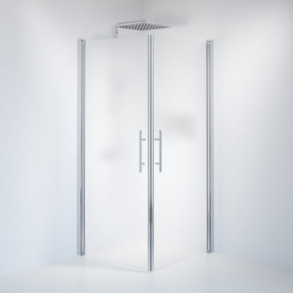 Duschhörna fyrkantig 100x100x198 cm - 6 mm frostat nanoglas - kromprofil - Vänern