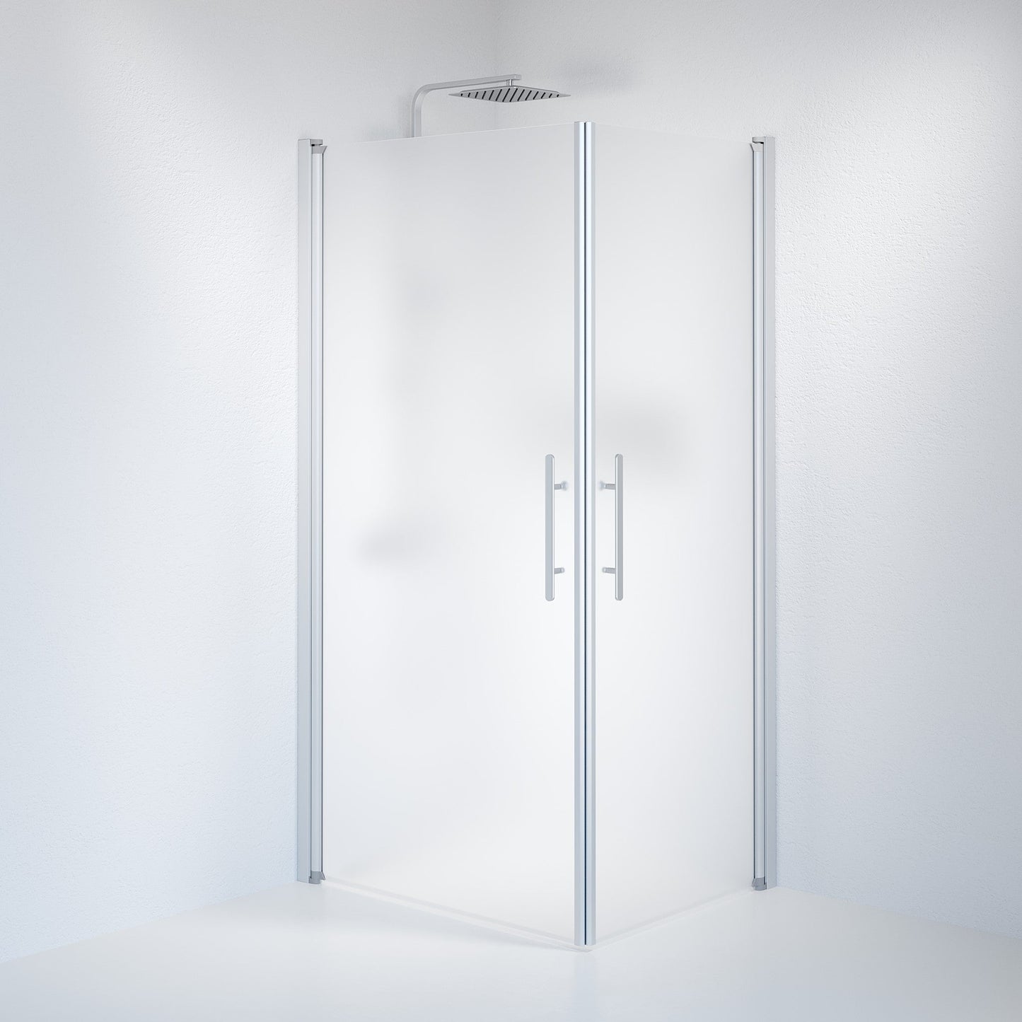 Duschhörna fyrkantig 100x100x198 cm - 6 mm frostat nanoglas - borstad aluminiumprofil - Vänern