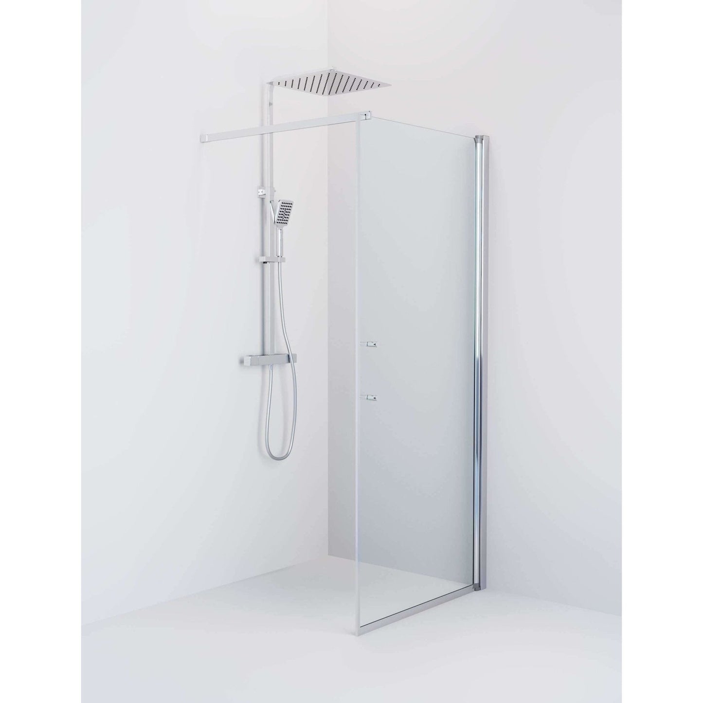 Fast duschvägg med stabiliseringsstag 70x198 cm - 6 mm klart nanoglas - kromprofil - Vänern