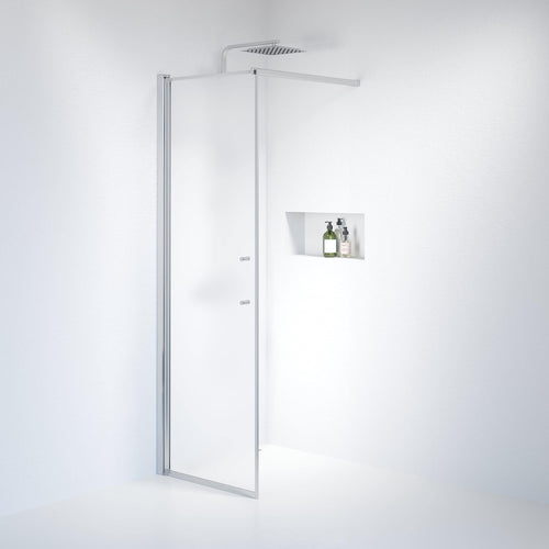 Fast duschvägg med stabiliseringsstag 70x198 cm - 6 mm frostat nanoglas - kromprofil - Vänern
