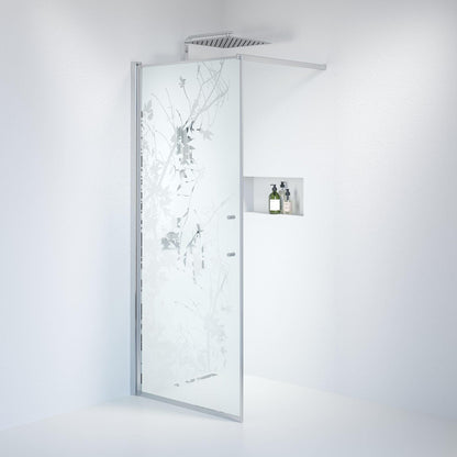 Fast duschvägg med stabiliseringsstag 80x198 cm - 6 mm frostad dekor nanoglas - kromprofil - Vänern