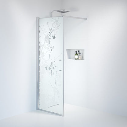 Fast duschvägg med stabiliseringsstag 80x198 cm - 6 mm frostad dekor nanoglas - kromprofil - Vänern