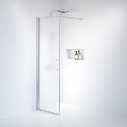 Fast duschvägg med stabiliseringsstag 80x198 cm - 6 mm frostat nanoglas - kromprofil - Vänern