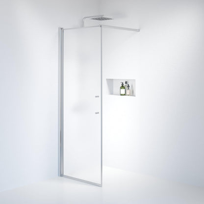 Fast duschvägg med stabiliseringsstag 80x198 cm - 6 mm frostat nanoglas - kromprofil - Vänern
