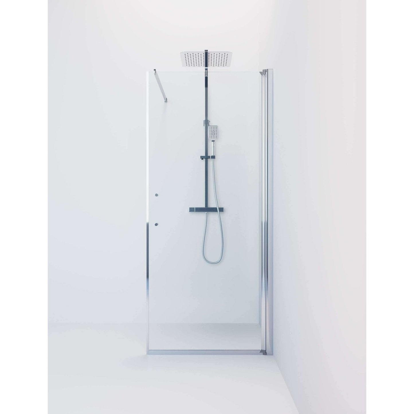 Fast duschvägg med stabiliseringsstag 90x198 cm - 6 mm klart nanoglas - kromprofil - Vänern