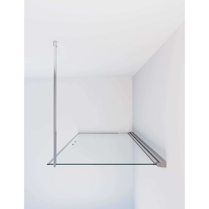 Fast duschvägg med stabiliseringsstag 90x198 cm - 6 mm klart nanoglas - kromprofil - Vänern