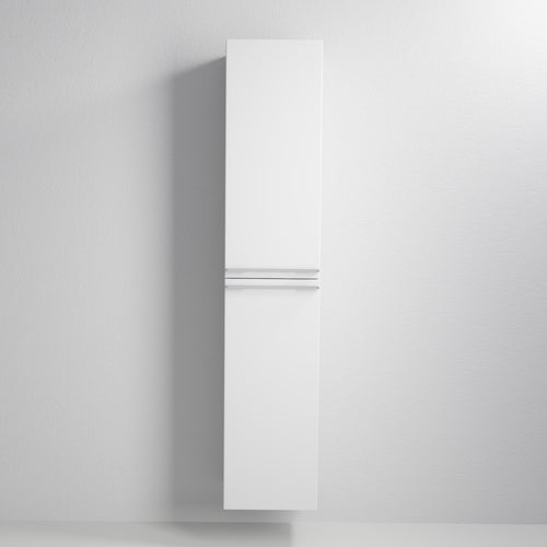 Högskåp med klassiska dörrar - 35x32x174 cm - mattvit - kromade handtag - Veiholmen